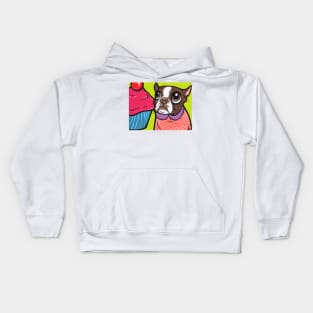 Brown Boston Terrier Cupcake Kids Hoodie